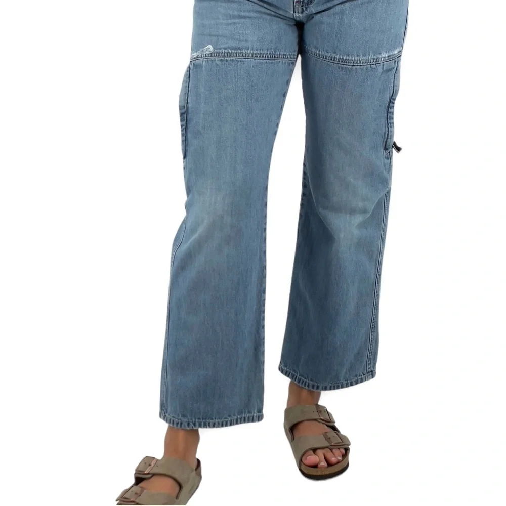 Vintage 2002 Tommy Hilfiger Cargo Jeans Distressed Medium Wash Blue Boys 18 2/4